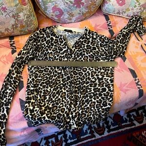 J. Crew Leopard Print Cotton Cardigan - L